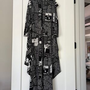 IC Collection Black and White Newspaper Print Jumpsuit